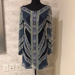 Navy printed shift dress